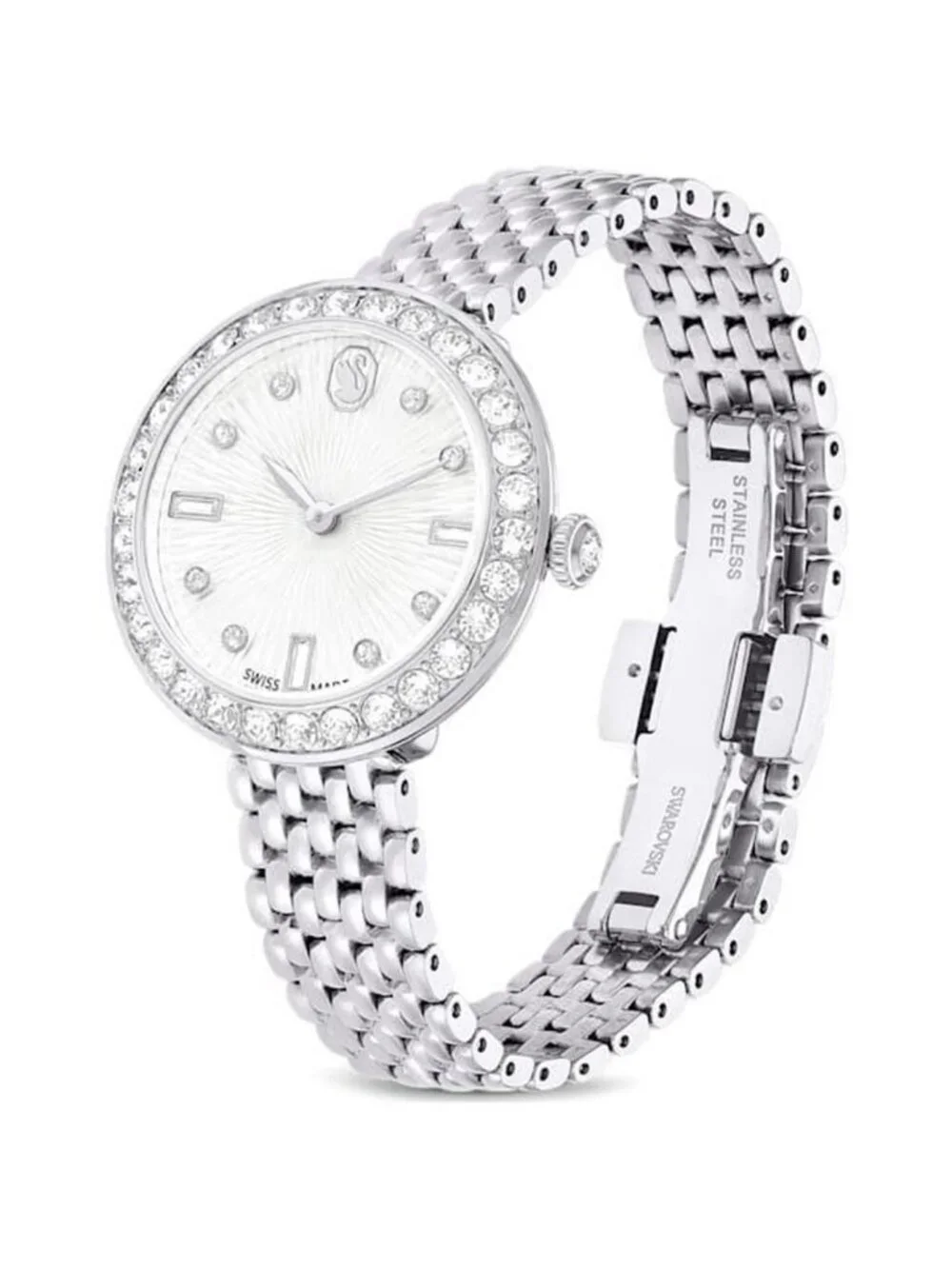 NWT Swarovski Certa Quartz Crystal Silver Dial Ladies Watch